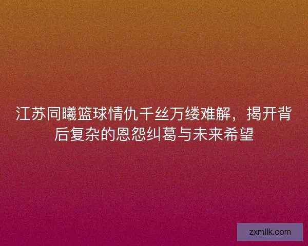 江苏同曦篮球情仇千丝万缕难解，揭开背后复杂的恩怨纠葛与未来希望